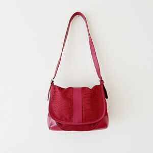 vintage L.L.Bean red canvas and leather messenger bag